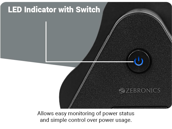 ZEBRONICS Power Block 385, Tower Extension Board/Strip, 2500 Watts, 10 Amps, 1x Type C Port, 8X Universal Socket, 2X USB Port, LED Indicator, Digital Counter, On/Off Switch, 5 Meter, Black