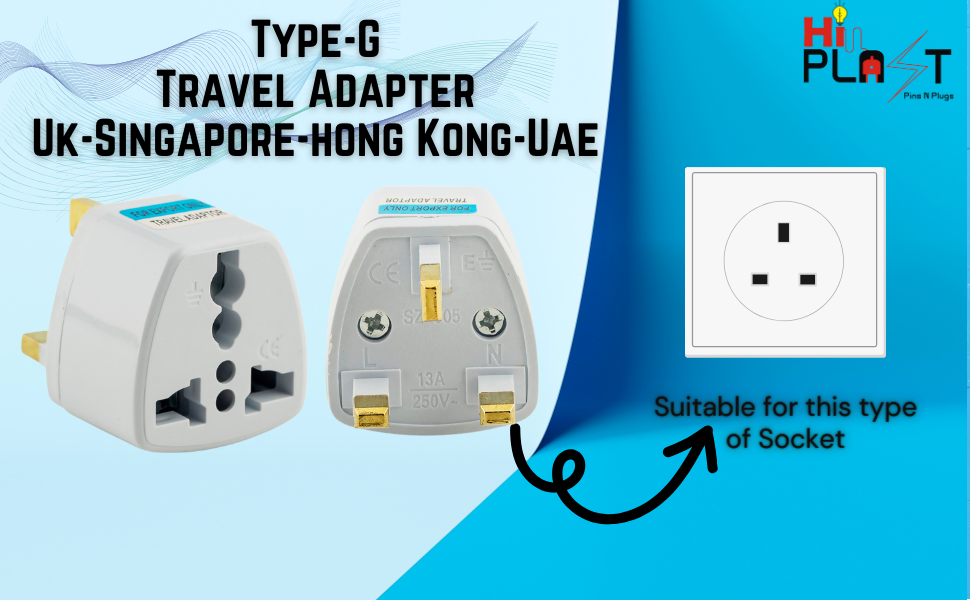Type-G Plug Adapter UK Converter - (3pcs) India to UK Plug Adaptor for Hong Kong, UAE, Dubai, Singapore England Universal Travel Adapter Power Plug (Pack of 3)