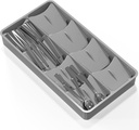 SIMPLE HOUSEWARE Adjustable Silverware Utensil Drawer Organizer, Gray