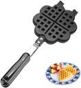 Waffle Maker Nonstick Pan Aluminum Alloy Heart Shape Mould Baking Tray DIY Cake Mold for Kitchen Breakfast, Gas Heating