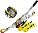 Come Along Winch 2 Ton Pulling Capacity with Two 1"x8FT Lifting Sling 2 Hooks Heavy Duty Power Cable Come Along Tool with Dual Gears Automotive Hoist Winch Puller
