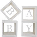 Baby Boxes with Letters for Baby Shower,Clear Baby Shower Decorations Block Boxes for Gender Reveal,Transparent Balloon Box Backdrop Birthday Party,4PCS