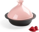 Ceramic Cooking Pot Cast Iron Pot with Lid 24Cm Medium Cooking Tagine,Tagine Pot with Cone Shaped Lid for Cooking and Stew Casserole Slow Cooker-Compatible with All Stoves Casserole Pan
