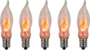 Creative Hobbies® A101 Flicker Flame Light Bulb - 3 Watt, 130 Volt, E12 Candelabra Base, Nickel Plated Base - Dances with a Flickering Orange Glow | 5 Pack