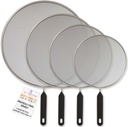 U.S. Kitchen Supply 4-Piece Stainless Steel Splatter Guard Set (13", 11.5", 10",8”) Fine Mesh Cover, Grease & Oil, Splatter Screen for Frying Pan, Cooking Pots, with Comfort Grip Handles