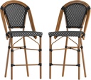 Flash Furniture Bordeaux Commercial Grade Bistro Counter Height Stool, Stackable Indoor/Outdoor Dining Stool, 26" High, Set of 2, Black/White & Natural Finish