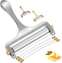 Sopito Stainless Steel Wire Cheese Slicer With 3 Extra Wires Adjustable Thickness, Handheld Cheese Block Cutter for Cheddar, Gruyere, Raclette, Mozzarella
