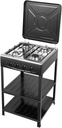 4 Burners Gas Cooktop, Built in Stainless Steel Stove with Storage Shelves for Outdoor, Kitchen, Camping