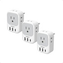 TESSAN European Travel Plug Adapter USB C 3 Pack, US to Europe Plug Adaptor with 4 AC Outlets 3 USB Charging Ports, Type C Power Adapter for USA to EU Euro Spain France Iceland Italy Germany Greece