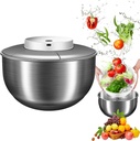 Electric Salad Spinner, 4.8L Large Capacity Lettuce Spinner Stainless Steel Salad Rotator Vegetable Dryer Fruit Washer Lettuce Cleaner Drainage Basket, USB Rechargeable Salad Dryer Food Dehydrator
