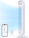 Dreo Tower Fan for Bedroom, 25ft/s Smart Standing Fans, 90° Oscillating Floor Fan with 4 Modes, 4 Speeds, 8H Timer, 28dB, Bladeless, Remote, 28 dB, Works with WiFi Voice Control