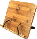 H&S Bamboo Recipe Book Holder - Foldable & Portable Cookbook Stand for Desk - Adjustable Holder for Reading in Bed or Kitchen - Cook Book Stand for Kitchen Counter