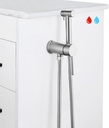 Brushed Nickel Handheld Bidet Warm Water Sprayer Mounted on The Bathroom Vanity for Toilet,Hand Held Stainless Steel Hot and Cold Bidet Sprayer for Pet Bathing
