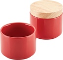 Rachael Ray Ceramics Stacking Spice/Seasoning Box Set with Lid, 2 Piece, Red