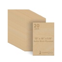 3 mm Baltic Birch Plywood 1/8 x 12 x 18 Inch, Box of 20 B/BB Grade Craft Wood, Stronger Than Basswood Sheets, for Laser, CNC Cutting and Wood Burning, by Woodpeckers