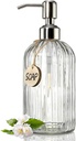 JASAI 18 Oz Clear Glass Soap Dispenser with Rust Proof Stainless Steel Pump, Refillable Liquid Hand soap Dispenser for Bathroom, Premium Kitchen Soap Dispenser (Clear).