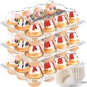 Plastic Cupcake Containers 12 Count (12 Sets), Stackable Cupcake Boxes Holders with Tall Dome Lid, Disposable Cupcake Carrier Trays Include 150 Cupcake Liners