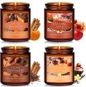 Fall Candles Set, 4 Pack Candles for Home Scented Natural Soy Wax, Autumn Gifts Set for Women Men, Fall Fragrance of Pumpkin/Cinnamon/Vanilla Cupcake/Apple