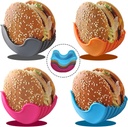 4 Pcs Retractable Burger Holders Hamburger Sandwich Fixed Box Clip Rack, Retractable Reusable Silicone Container