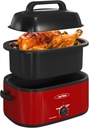 Sunvivi Roaster Oven, 24 Quart Electric Roaster Oven with Glass Lid, Turkey Roaster Buffet with Self-Basting Lid, Removable Pan, Cool-Touch Handles, Red