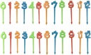 24pcs Kids Food Picks Bento Box Fruit Picks Reusable Veggies Toothpicks, Toddler Lunch Pick Forks, Arabic Numerals Lunch Box Picks