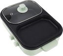 Hotpot Pot Electric, 1300W Electric Cooker Hot Pot Electric Hot Pot with Divider Non Stick Dual Sides Electric Hot Pot Frying Cooking Pot for Indoor Outdoor Use Green (US Plug