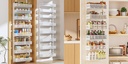 Over The Door Pantry Organizer with Mesh Baskets, Adjustable & Stable Hanging Spice Rack for Kitchen, Bathroom, Bedroom, and Baby Essentials Storage