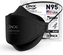 BNX N95 Mask NIOSH Certified MADE IN USA Face Mask, Tri-Fold Cup/Fish Style, 10,20,50-Pack - Black, White (Model F95B,F95W)
