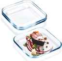 NUTRIUPS 3 Pack 8 Inch Square Dessert Plates, Small Clear Tempered Glass Appetizer Plate Set For Kitchen, Dinnerware Dish Set, Dishwasher & Microwave Safe