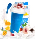 Qilebi Blue Slushy Maker Cup, DIY Magic Squeeze Cup, Portable Smoothie Maker, Double Layers Silica Cup with Lid & Straw, 4.3x7.8in