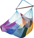 Large Hammock Chair,Caribbean Hammock Chair with Spreader Bar,Large Hammock Swing Chair,Rope Hanging Chair for Indoor/Outdoor/Backyard/Living Room, Max 300 LBS