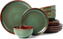 Stoneware Dinnerware Sets, Ceramic Plates and Bowls Set, Microwave & Dishwasher Safe Kitchen Dishes, Modern Dinner Salad Plates | Cereal Bowls, Dishware Sets Service for 4 Sage Green