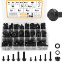 286Pcs Flange Metric Bolt Assortment, M6-1.0, M8-1.25, M10-1.5 (12mm to 30mm) Assorted Metric Bolts and Nuts Kit, Zinc Galvanized Black