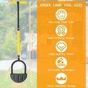 Manual Edger Lawn Tool 37-inch, Half Moon Edger Chopper Lawn Tool with V-Shape Serrated Blade,Solid Steel Lawn Edger Tool with Soft T-Grip and Wide Footplate for Sidewalk,Grass,Yard,Landscape