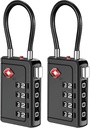 Puroma TSA Approved Luggage Travel Locks with Open Alert Indicator, 4 Digit Combination Resettable Code Zinc Alloy Lock for Suitcase, Backpack, Bag, Toolbox, Locker (2 Pack, Black)