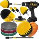 Holikme 11 Piece Drill Brush Attachment Set Scouring Pads Power Scrubber Brush Scrub Pads for Bathroom Surfaces, Floor, Tub, Shower, Grout, Tile, Corners,Cleaning Brush