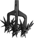 Focket Garden Rotary Cultivator, Garden Soil Scarifier Tool, Garden Rake Tiller Gardening Hand Tool Garden Cultivator for Reseeding Grass Soil Mixing, Loosening Soil, Gathering Leaf