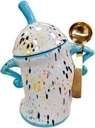 Attitude Canisters,Canister With Attitude Ceramic Storage Jars Large Ceramics Jar With Lid Sassy Fun Canister A Complimentary Fine Spoon for Coffee, Tea, Sugar, Spices Storage (Cyan)