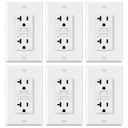 ELECTECK 6 Pack GFCI Outlets 20 Amp, Non-Tamper Resistant, Decor GFI Receptacles with LED Indicator, Ground Fault Circuit Interrupter, Wallplate Included, ETL Listed, White