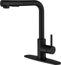 CREA Kitchen Faucet,Matte Black Kitchen Faucet with Pull Down Sprayer Magnet Dock,Bar Sink Faucet,Bathroom Bar Faucet Single Hole Or 3 Hole Stainless Steel Rotary Faucet for Kitchen RV Laundry Vanity…