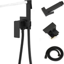Homevacious Handheld Bidet Sprayer Faucet for Toilet with Hot and Cold Rough-in Valve Adjustable Water Pressure Square Brass Bidet Attachment Set for Feminine Pets and Baby Diaper Washing Matte Black