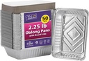 Aluminum Pans With Lids - 50 Count - 2.25LB (8.5"x6") Oblong Pans - To Go Containers With Lids - Disposable Tin Foil Pans - Perfect For Catering, Meal Prep, Baking, Freezer Safe