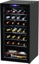 28 Bottle Wine Cooler Refrigerator,Freestanding Wine Cellar with Independent Temperature Control & Glass Door for Wine Champagne Beer