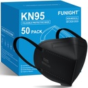 Funight KN95 maschere facciali 50 Pack 5-Ply filtro traspirante monouso maschere facciali nero