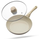 Panino per friggere forgiato per tutta la vita 24cm con coperchio in vetro | 1.8Ltr, 1.9kg Pan | Coated in ceramica | Gas Stove and Induction Friendly | Non-Stick, Teflon Free & Durable |Skillet per cucinare, sigillare, salpare, & Frying