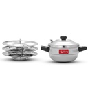 Fuochi Idli per tutta la vita 3 piatti | 12 idlis | Cuochi in acciaio inox Idli, Induzione e Fornitura a gas Compatibile con Idli Maker (LLIDCKR03, Argento d'acciaio)