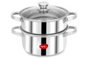 Pigeon by Stovekraft Steel X Steamer Base in acciaio inossidabile, Modak Maker/Momo Maker, doppio confronto con coperchio in vetro, capacità 4.6L, argento, 4.6 litri
