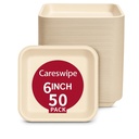Piastre monouso di carta da 6 pollici, 50 conte, quadrato, Beige | Piatti di Sugarcane Eco-Friendly per matrimonio, partito, caffè | Ideale sia per l'alimento caldo e freddo