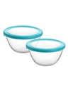 CELLO Ornella Round Glass Miscelatori per Cucina con coperchio Set di 2 Pezzi, 500ml Trasparente | Congelatore e Frigorifero Sicuro, Forno a microonde & Lavastoviglie Cassetta di vetro temperato sicuro per servire la cucina