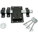Hindson 10 Chal Iron Gate Lock | Heavy Duty 8 Lever Door Lock con 3 tasti | Double Side Operated Main Gate Lock for Home & Office | Strong Metal Body (Black Finish)